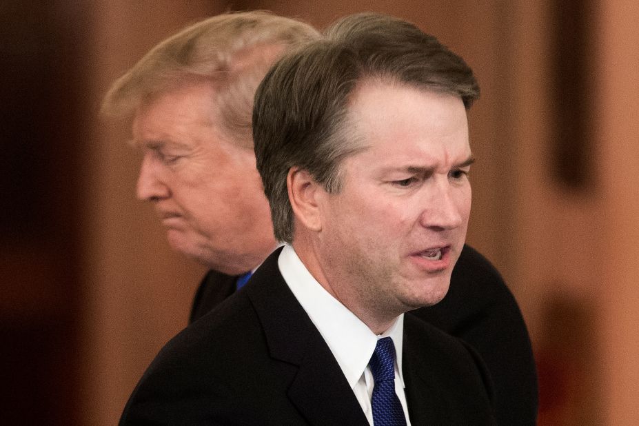 Trump announced in July 2018 that Brett Kavanaugh, foreground, was his choice to replace Supreme Court Justice Anthony Kennedy, who retired at the end of the month. Kavanaugh, who once clerked for Kennedy, <a href=